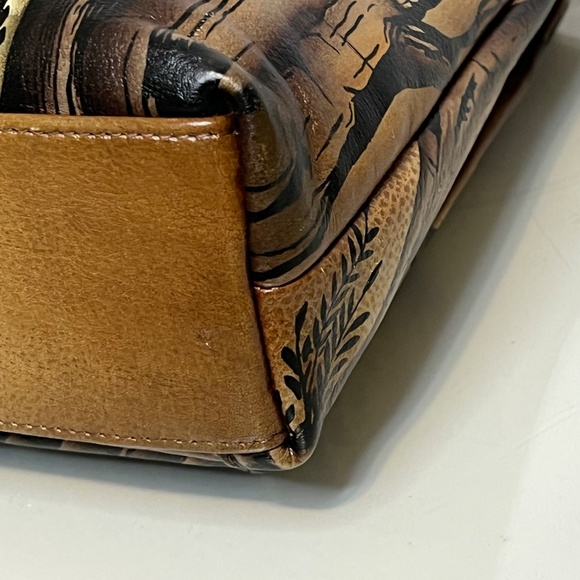 ANUSCHKA Leather Hand Painted Crossbody Bag Purse African Leopard Print - Picture 9 of 16